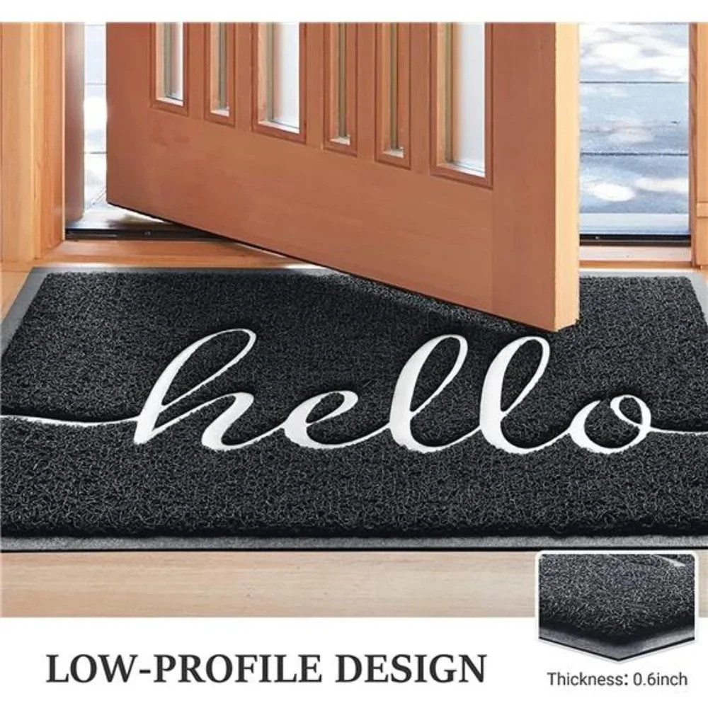 Hello Door Mat Durable Low Profile Floor Mat Non Slip Indoor Outdoor 32x20 Rug